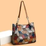 🥳 👜Modna torba typu tote z geometrycznym wzorem i dużą pojemnością - obrazek 10